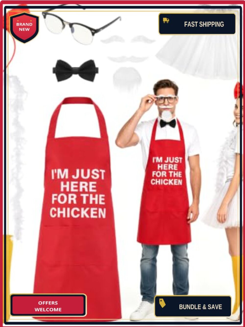 Adult Chicken Couple Fast Food Costume Set Chef Outfit
